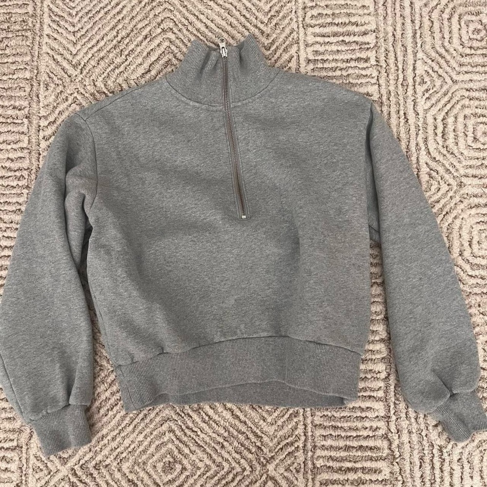 Everlane Heather Gray Zip-Up Fleece
